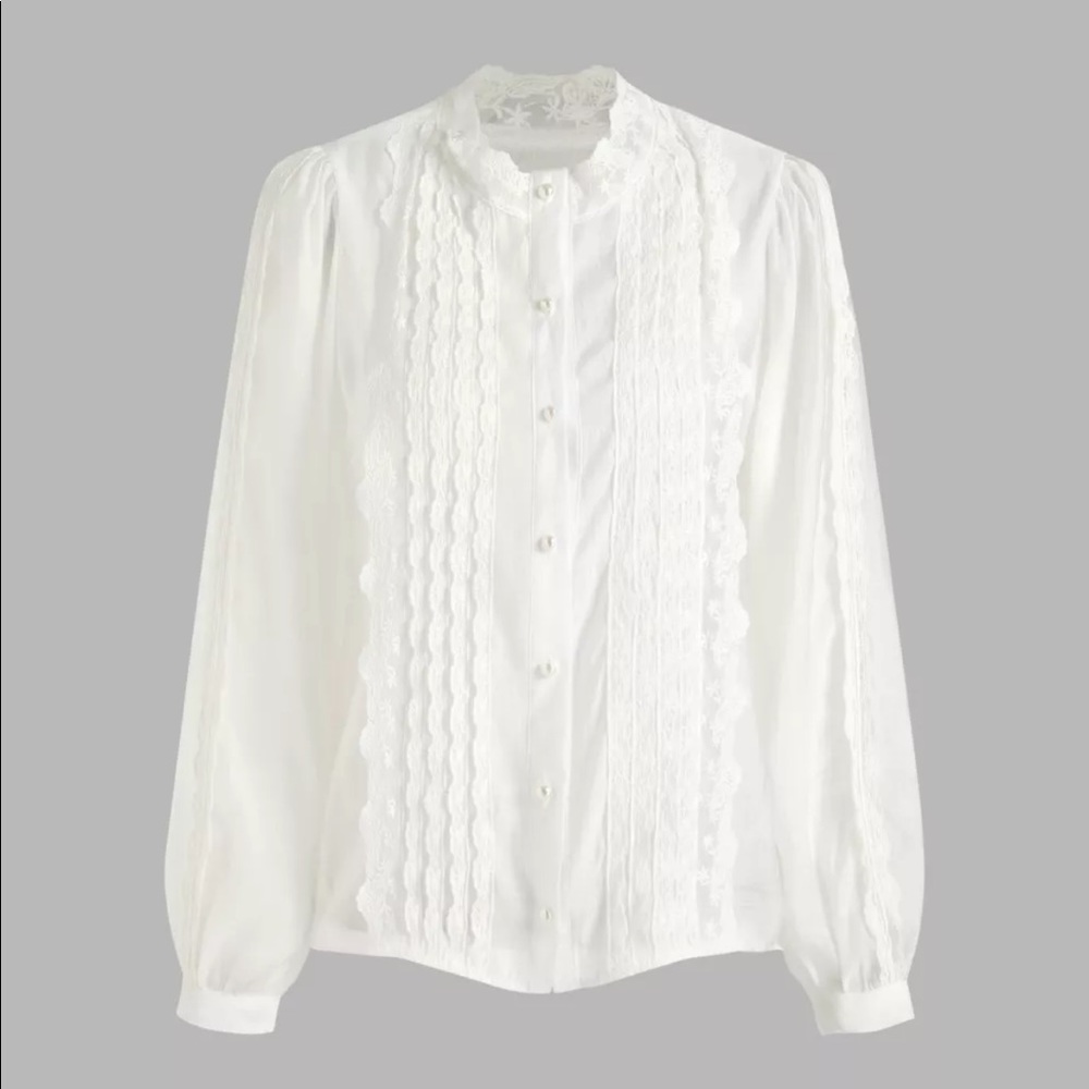 Cider Lace Pearl Button Blouse Size Small